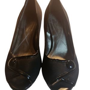 Naturalizer Shoes Heel Peep Toe Button Black Womens 6M